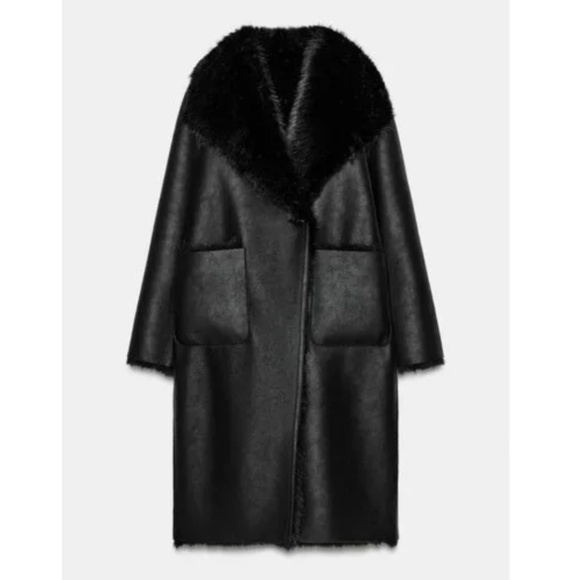 ZARA REVERSIBLE DOUBLE-FACED FAUX FUR COAT - Picture 3 of 15